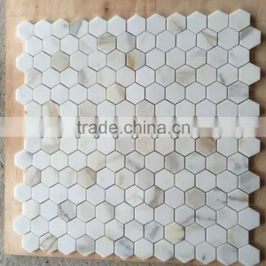 High Quality Polished Calacatta Gold Marble Mosaic for Floor Mosaic and Wall Mosaic thumbnail-4