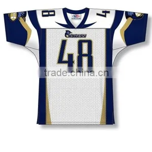 Polyester Spandex Custom Sublimated White/Black/Gold American Football Jersey/Shirt thumbnail-1