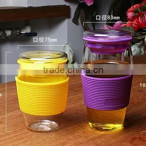 Heat Resistant Glass Cups With Silicon Rubber Case for Personal Use thumbnail-1