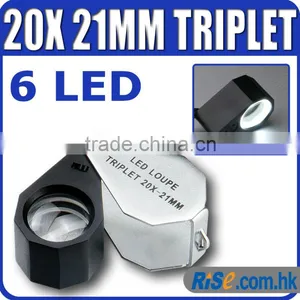 20x Magnification Triplet Lens With 6 Built-in LED Light 21mm Jeweler Loupe thumbnail-1