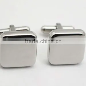 Silver Metal Thick Cufflinks Blanks Custom Square Cufflinks Engravable thumbnail-4