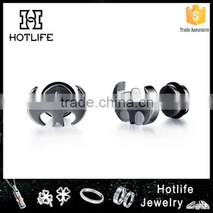New 2016 Latest Design 316L Stainless Steel Black Plated Batman Earring for Men thumbnail-1
