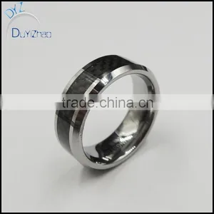 Carbon Fiber Inlaid White Tungsten Rings thumbnail-1