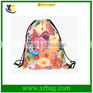 Donut Printing 3D Printing Shopping Bags Fashion Design Gym Sack Drawstring Bag thumbnail-1