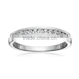 Rhodium Plated Channel Set Round Engagement Sterling Silver CZ Ring thumbnail-1