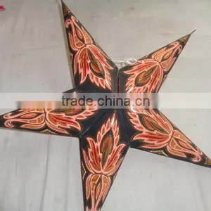 Indian Glitter Printed Paper Star Lanterns Mix Prints thumbnail-3