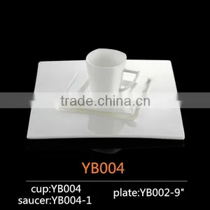 Bone China Coffee Cup With Saucer and Plates 250ml Unique Shape Ceramic Cup and Saucer thumbnail-2