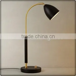 UL Listed Brass Knob Switch Iron Reading Light With Painted Black Base And Shade T30176 thumbnail-1