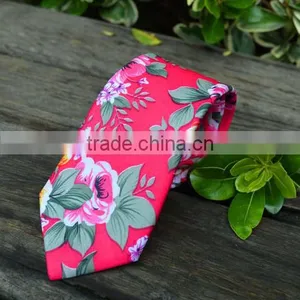 Wholesale Fashion Slim Floral Cotton Tie thumbnail-3