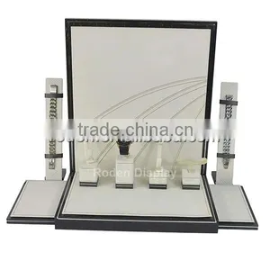 Professional Manufacture Wood Glossy Finish Leather Wrapped Watch Display Stand thumbnail-1