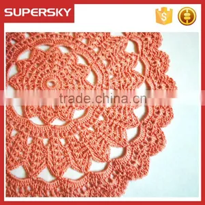 V-214 Knitting Orange Crochet Big Flower Coasters for Table Decor Lace Crochet Mug Mats thumbnail-3
