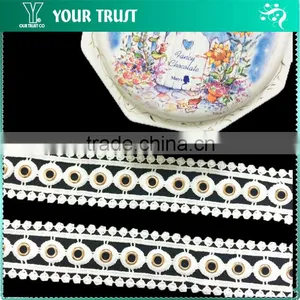 White Polyester Lace Rhodium Flat 15MM Metal Grommet Eyelet Trimming thumbnail-4