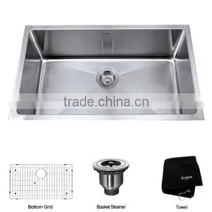 30 Inch Undermount Deep Single Bowl 16 Gauge Stainless Steel Modern Kitchen Sink With CUPC Approve 3018A thumbnail-1