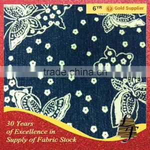 Hotsale Fashion Cotton With Spandex Denim Flower Printed Stock Lot Fabric for Garment thumbnail-1