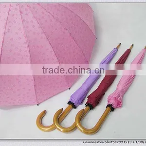 23"*16k Manual Open Wooden Staight Umbrella thumbnail-5
