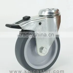 4" TPR Caster With Bolt Hole, 100mm TPR Light Duty Caster With Brake thumbnail-1