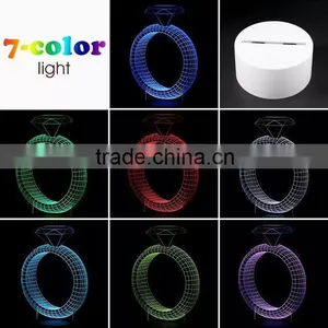 3D Optical Illusion Diamond Ring Night Lamp Night Light 10 Colorful LEDs Ultra-thin Acrylic Light Panel AA Battery or DC 5V thumbnail-1