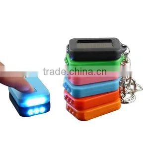 New Fashion Mixed Color Solar Portable LED Light Keychain / Mini Flashlight Key Ring Survial Gadget 3 LED thumbnail-1