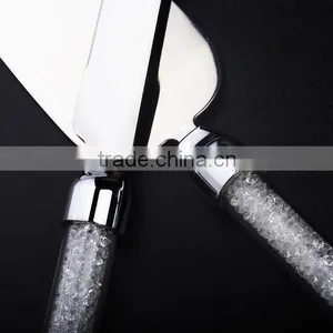 2016 New Fashion Design Stainless Steel Metal Cake Knife and Shovle Set With Crystal Decoration Handle thumbnail-3