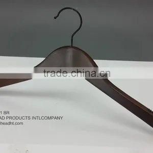 The HEAD Deep Color Curved Wooden Hanger Large Size High Quality Top Hanger for Wholesale thumbnail-2