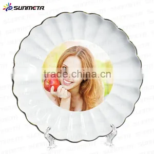 2016 Durable Porcelain Golden Rim Wavy Ceramic Flat Plate thumbnail-3