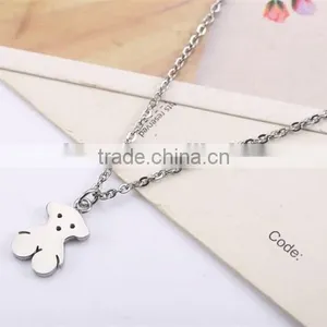 New Modern Model Half Wax Rope Half Silver Chain Long Necklace With Bear Pendant thumbnail-5