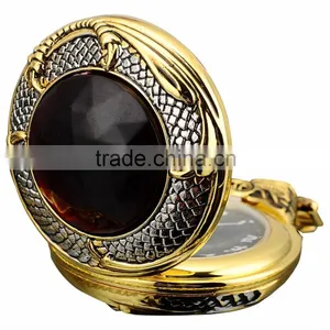 Classic Lady Necklace Chain Quartz Analog FOB Red Crystal Pocket Watch thumbnail-4
