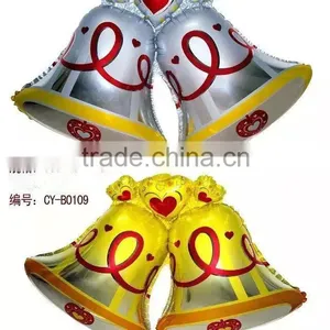 J082403 Gold/silver Aluminium Foil Balloons, Printed Balloon Christmas Bell Balloon Foil thumbnail-1