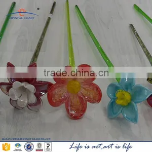Valentine's Day Long Twisted Stem Red Rose Glass Flower for Gifts thumbnail-5