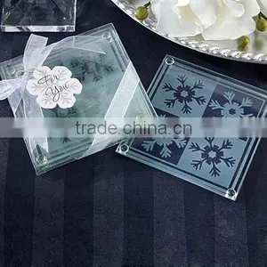 Engraved Snowflake Personalized Glass Coaster on Sale thumbnail-1