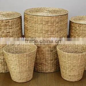 Wholesale Natural Round Water Hyacinth Basket With Different Size and Lid thumbnail-1