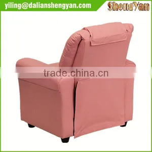 Contemporary Pink Vinyl Kids Recliner With Cup Holder and Headrest thumbnail-4
