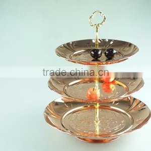 Stainless Steel Three Layer Metal Fruits Plate Flower Decoration and Clourful thumbnail-6