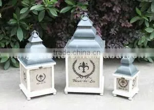 Latest Wedding Decoration!!! Antique White Wooden Candle Lantern With Fabric Cover thumbnail-1
