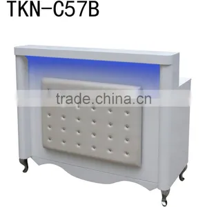 Pain Nail Salon Reception Desk Painted Finished Acetone Proof Office Table Design Receptionist Table TKN-C57B thumbnail-1