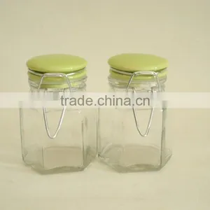 90ml Hexagon Glass Spice Jar With Ceramic Clamp Lid thumbnail-1