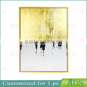 100% Hand Painted Abstract Modern Figure Oil Painting With Gold Foil thumbnail-1