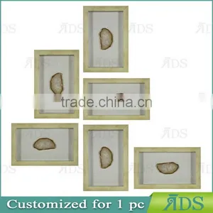 Wooden Shadowbox Frame With Colorful Agate Stone Under Glass thumbnail-5
