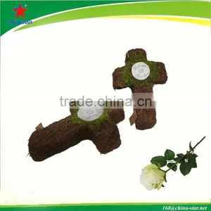 Nature Rattan Cross Decoration for Cemetary thumbnail-1