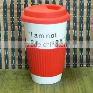 Hot Selling Ceramic Mug Coffee Mug With Silicone Lid thumbnail-1