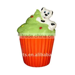 Ceramic Cupcake Cookie Jar With Dog thumbnail-1