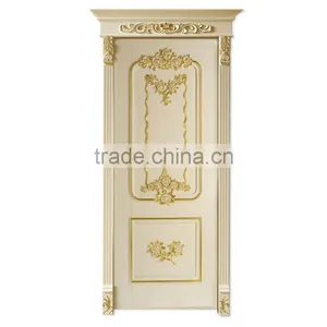 High End European Imperial Style Rome Framed Decorative Solid Wood Carving Double Door Painted in White and Gold BF12-05234c thumbnail-5