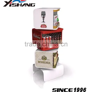 OEM Supermarket Standing Rack Rotating Metal Beverage Display thumbnail-1