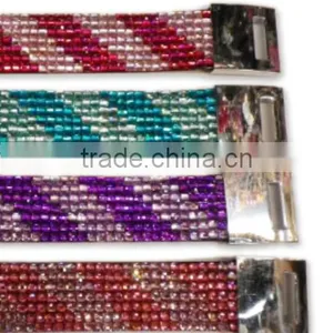 Colorful Bracelet With Zinc Alloy Locking Part, Hot Sale Gift Leather With Crystal Gem Decoration thumbnail-6