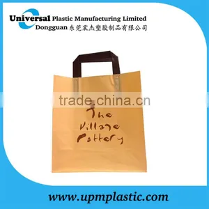 Fashionable Flexo Printing Block Bottom Black Flat Tape Handle Plastic Bag thumbnail-1