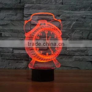 New Touch Clock 3D Night Light 7 Color Change LED Table Lamp Xmas Toy Gift thumbnail-6
