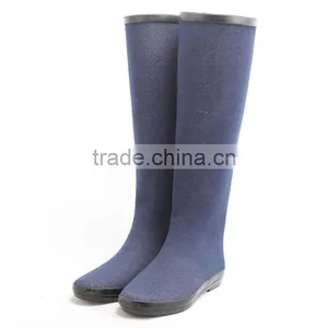 Knee High Fabric Coating Rubber Rain Boots thumbnail-1