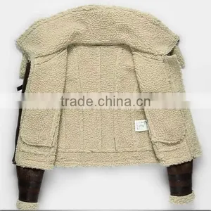2014 Brown Lamb Wool Shearling Women Leather Jacket With Fur Collar thumbnail-3