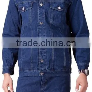 Button Front Stone Washed 10.5OZ Cotton Denim Jacket Jeans Denim Pants thumbnail-1