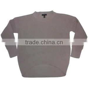 Ladies Long Sleeve Curved Hem Crew Neck Sweater (Garment Stock Lots/Apparel Stock/stocklots/Garment Apparel From Bangladesh) thumbnail-1